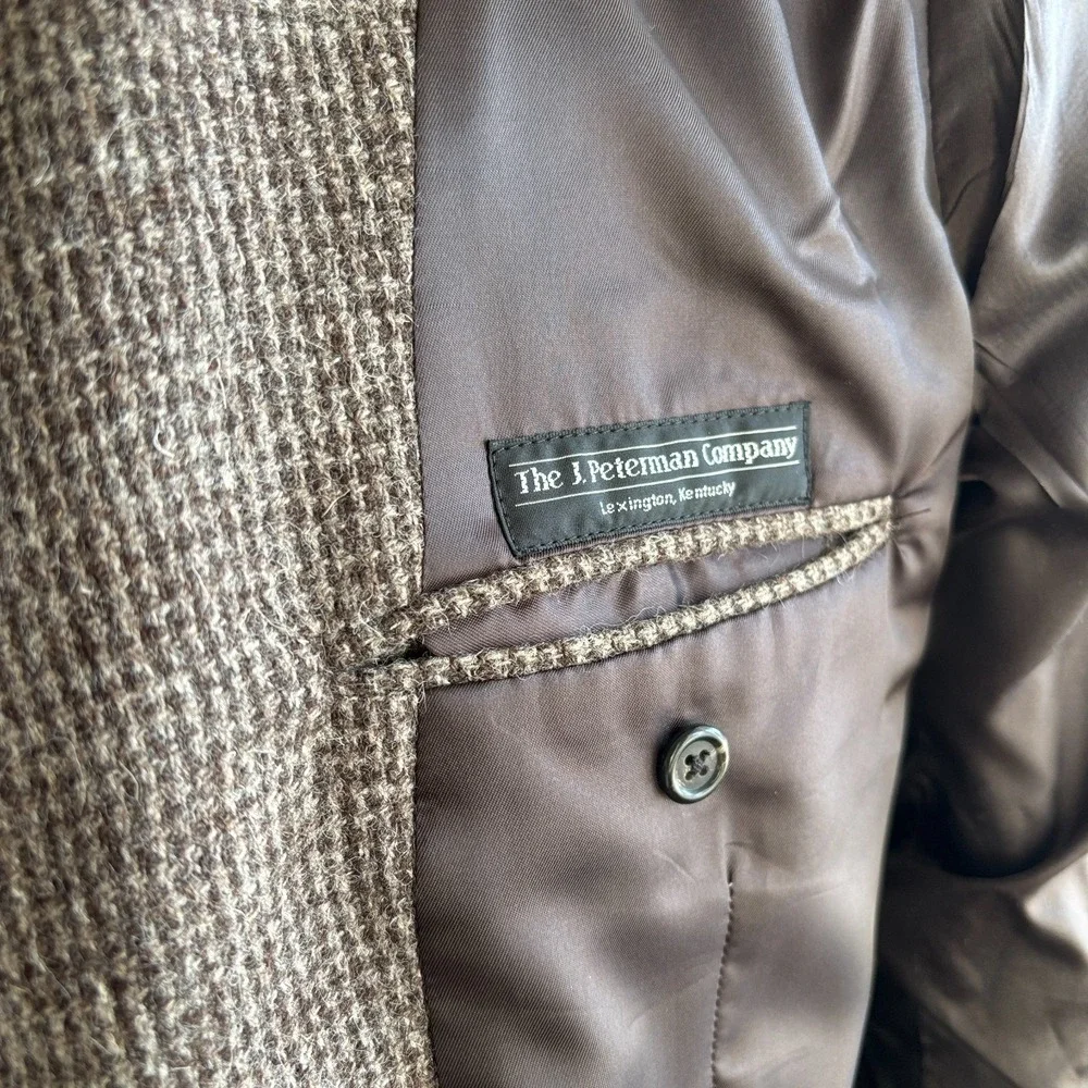 NWOT Vintage The J. Peterman Wool Havana Blazer Sport Coat 44R Brown Made in USA